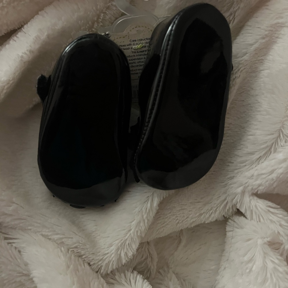 First steps baby girl black flats